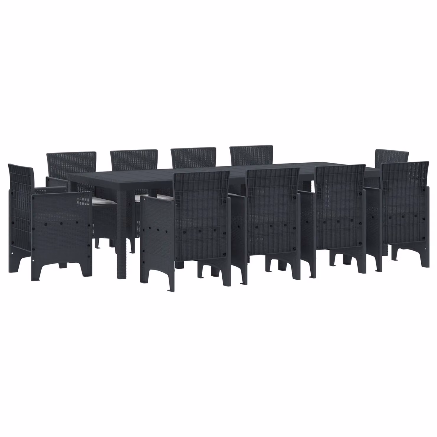 Berkfield Home 11 Piece Anthracite Poly Rattan Garden Dining Set with Cushions – 2
