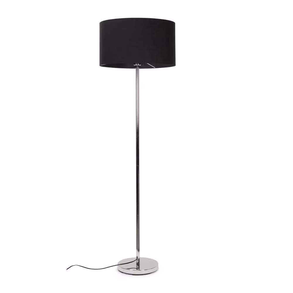 ValueLights Charlie Modern Silver and Chrome Floor Lamp with Fabric Cylinder Shade – 2