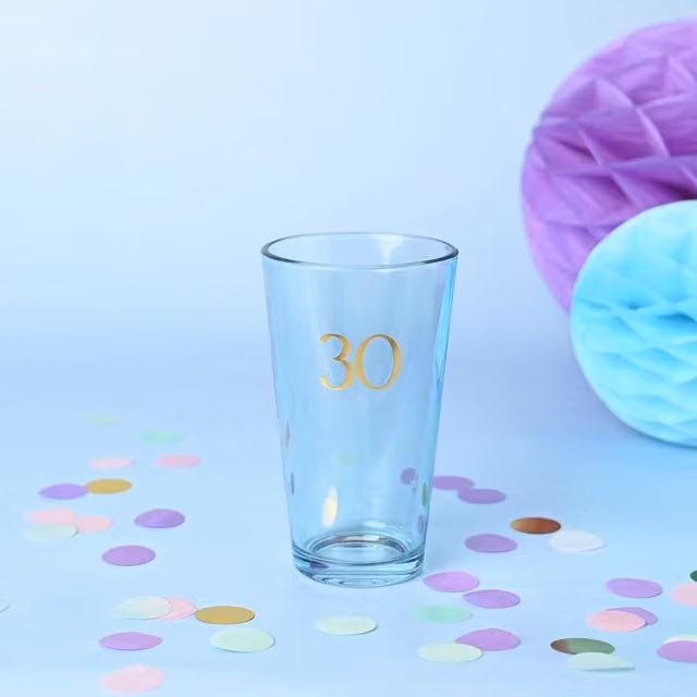 Confetti Gold Dotted Beer Glass, 30 cl, Clear – 1