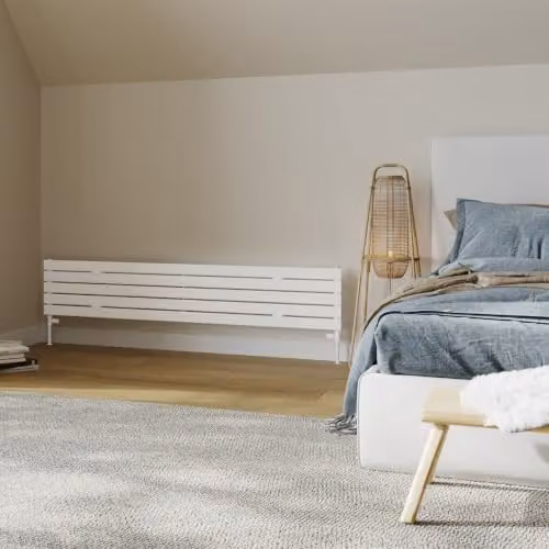UK Radiators Typhoon Axis White Horizontal Designer Single Panel Steel Radiator H: 34 cm, W: 180 cm – 2