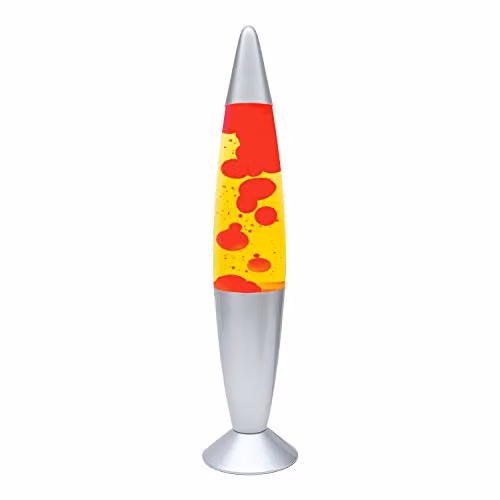 Global Gizmos 48850 Retro Red and Yellow Lava Lamp with Silver Base – 1