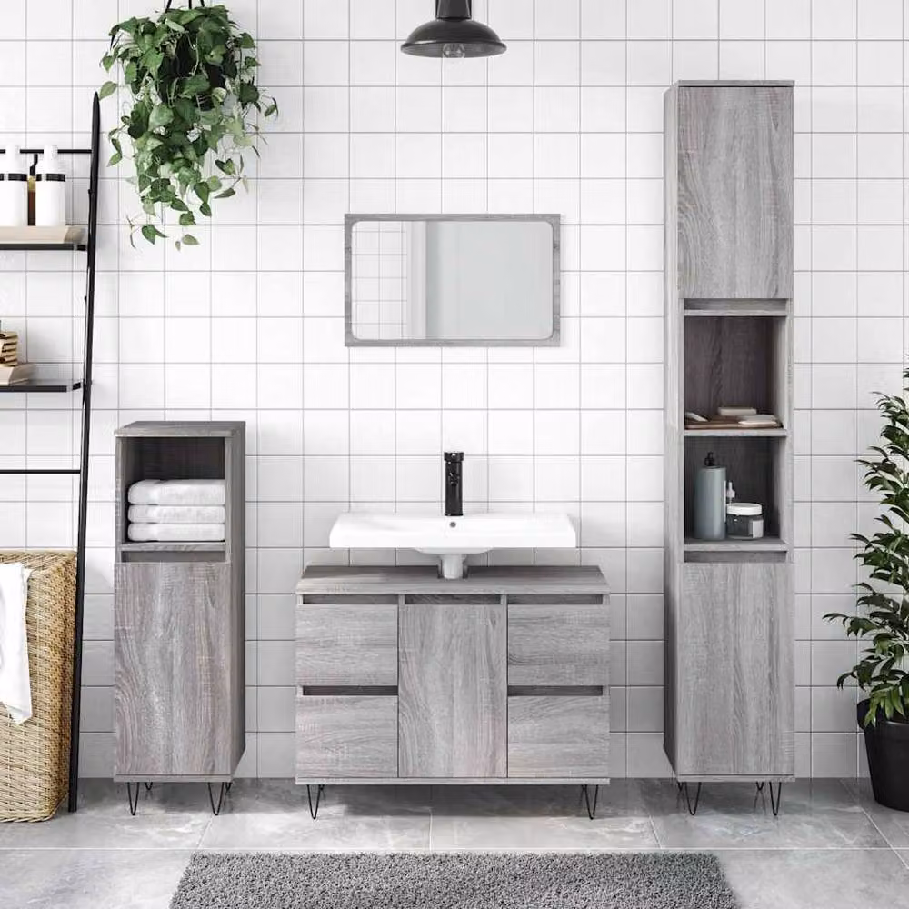 Berkfield Home Grey Sonoma Bathroom Cabinet W/D/H: 80 x 33 x 60 cm – 2