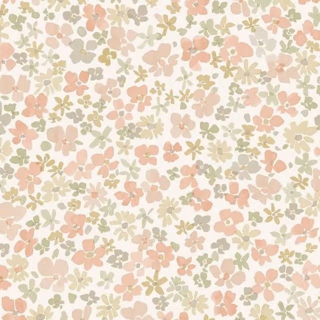 Grandeco Veronica Ditsy Daisy Floral Nursery Textured Wallpaper in Pale Pink