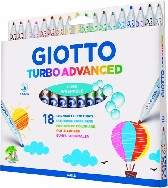 Giotto Turbo Advanced 18 Piece Multi Colour Fine Tip Felt Tip Pen Set
