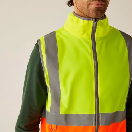 Regatta Men's Hi-Vis Full Zip Polyester Vest in Yellow and Orange, Size: XXL – 3