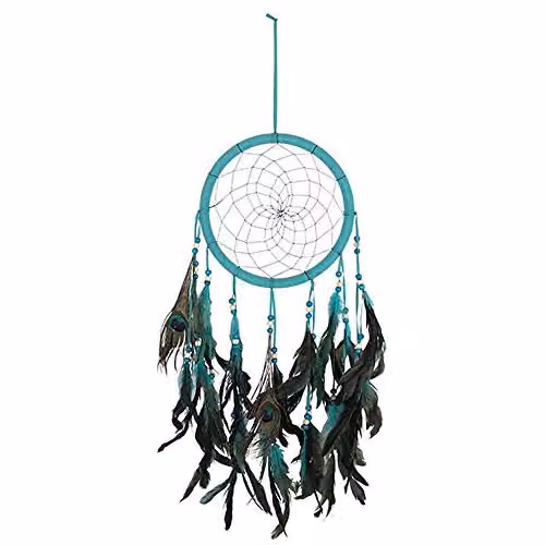 Something Different Turquoise Peacock Feather Dream Catcher