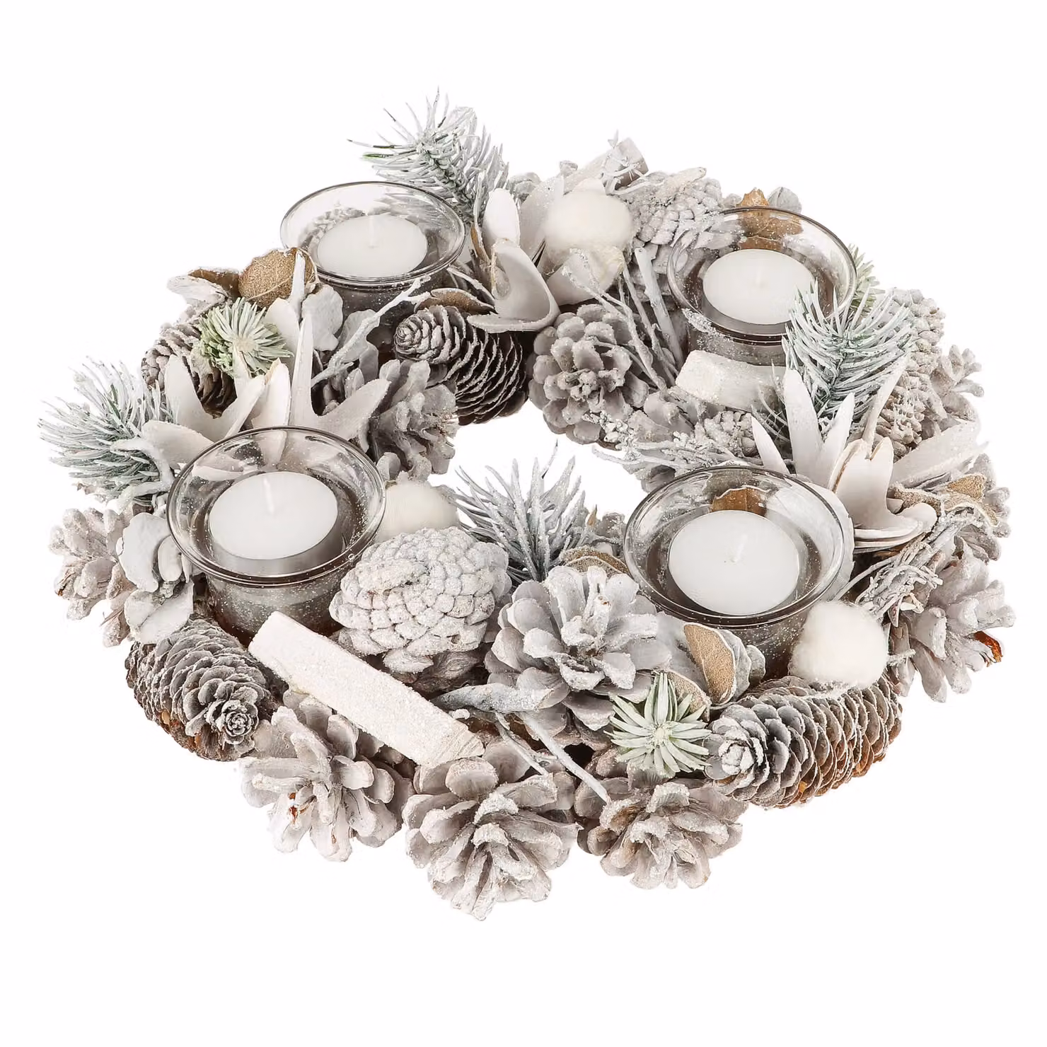 Dibor Wild Wonderland Christmas Table Decoration Centrepiece Candle Holder, White, 30 cm – 2