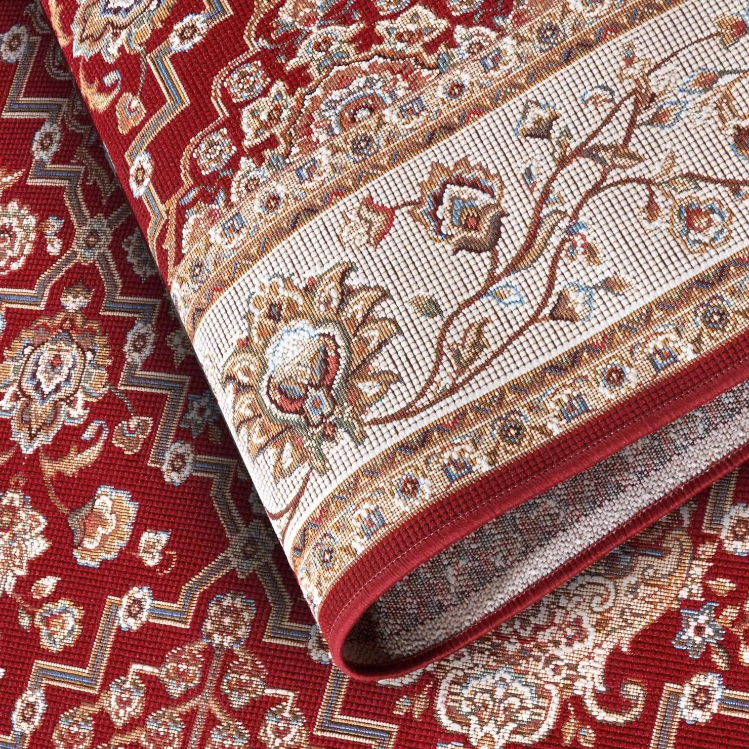 Villeroy & Boch 1767 Indoor Outdoor Flat Woven Polyester Rug in Red and Blue, W: 200 cm, D: 280 cm – 3
