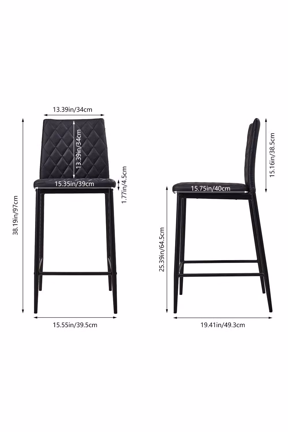ExtraStar Ergonomic PU Leather Bar Stool with Black Iron Legs – 4