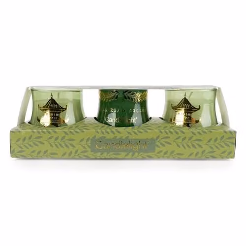 Candlelight The Silk Road Collection Bukhara Set of 3 Green Votive Candles – 1