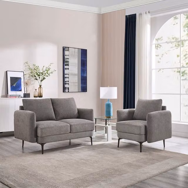 More4Homes Sofia Modern Scandi Style Fabric Sofa Set in Mocha