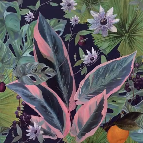 Arthouse Passion Flower Blue Botanical Floral Wallpaper