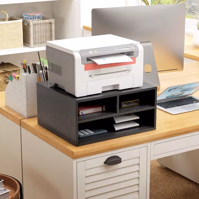HOMCOM 2 Tier Desktop Printer Stand in Black