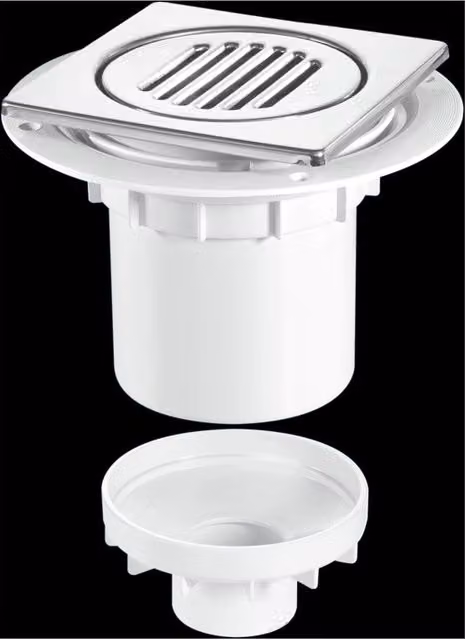 McAlpine TSG2-T150SS Round Stainless Steel 75mm Water Seal Gully with Vertical Outlet in White