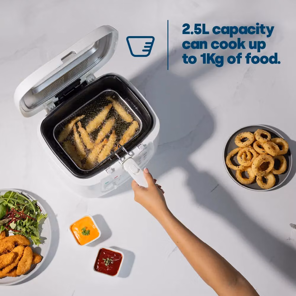 LIVIVO 2.5L Electric Deep Fat Fryer in White with Viewing Window – 2