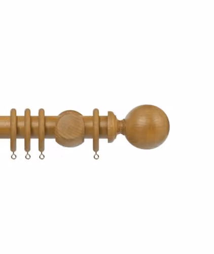 New Edge Blinds Premium 50mm Wooden Curtain Pole Set in Brown, Length: 210 cm – 1