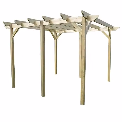 Buttercup Farm Garden Pergola with 6 Wood Posts, Light Green, W: 660 cm, D: 240 cm, H: 270 cm – 1
