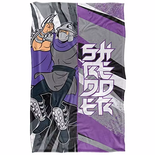 LOGOVISION TMNT Shredder Super Soft Silky Touch Fleece Blanket, Multicolour and Purple – 1