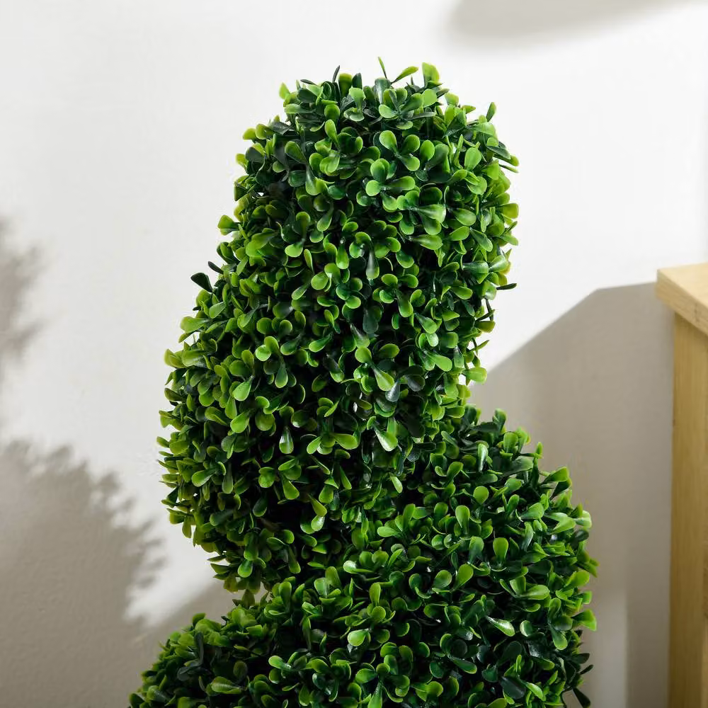 STILVORA Set of 2 Green Artificial Spiral Boxwood Trees, Height: 90 cm – 8