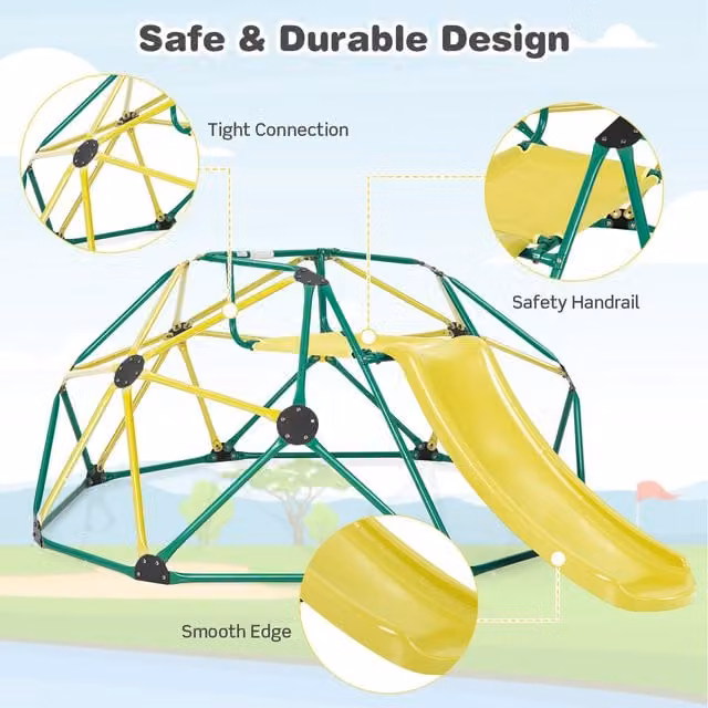 Costway Green Kids Climbing Frame with Slide and Weatherproof UV Protection