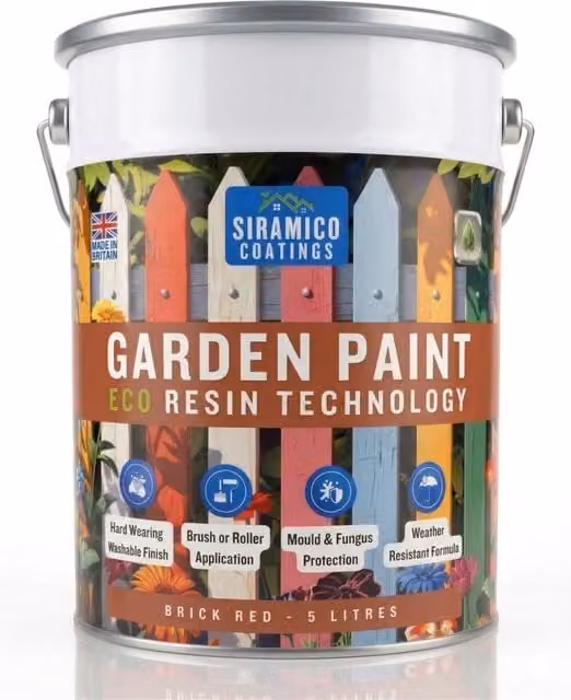 SIRAMICO COATINGS Eco Resin Premium One Coat Garden Paint for Wood, Red, 5 l – 1
