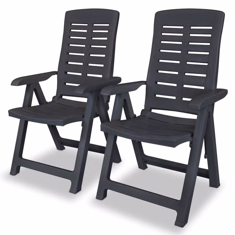 Berkfield Home Reclining Garden Chairs, 2 Piece Set in Anthracite and Black Plastic