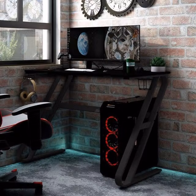 Berkfield Home Gaming Desk in Black with ZZ Shape Metal Legs, W/D/H: 110 x 60 x 75 cm – 1