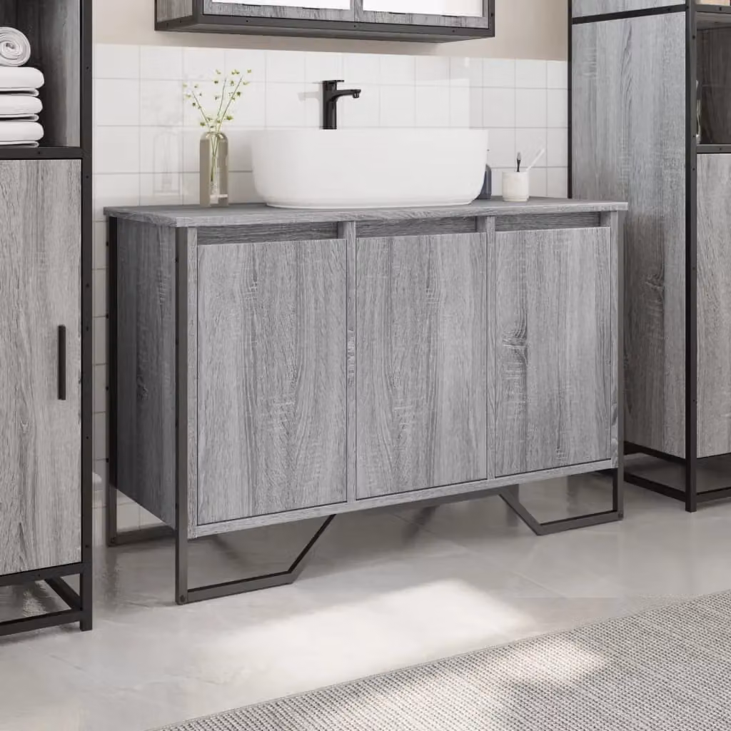 Berkfield Home Grey Sonoma Wall Mounted Bathroom Sink Cabinet W/D/H: 91 x 35 x 60 cm – 2