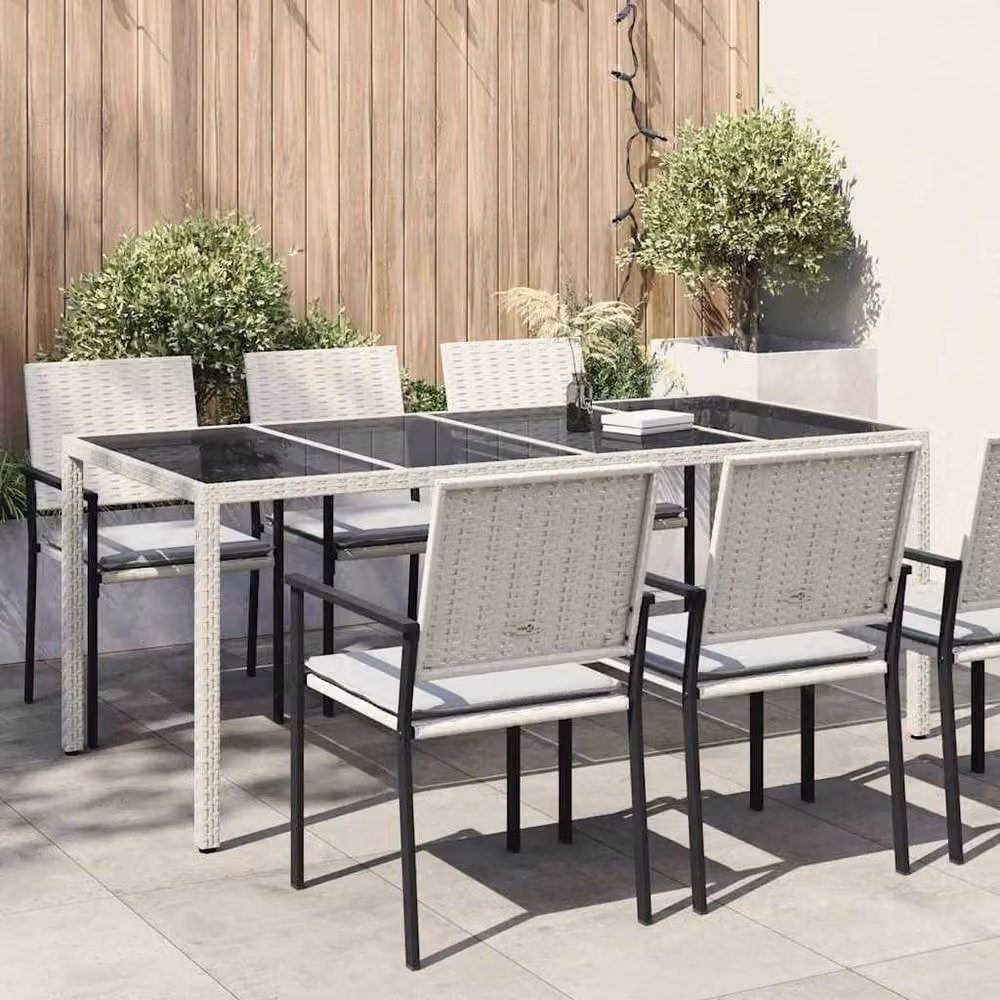Berkfield Home Modern Garden Dining Table in White Poly Rattan, W/D/H: 190 x 90 x 75 cm – 2
