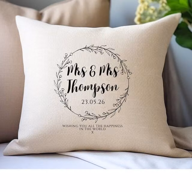 Aye Do Gifts Personalised Wild Flower Wedding Cushion in Cream, W/D/H: 40 x 40 x 40 cm