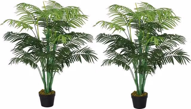 Outsunny Artificial Palm Tree in Pot, 2 Pack, Green, Height: 125 cm – 1