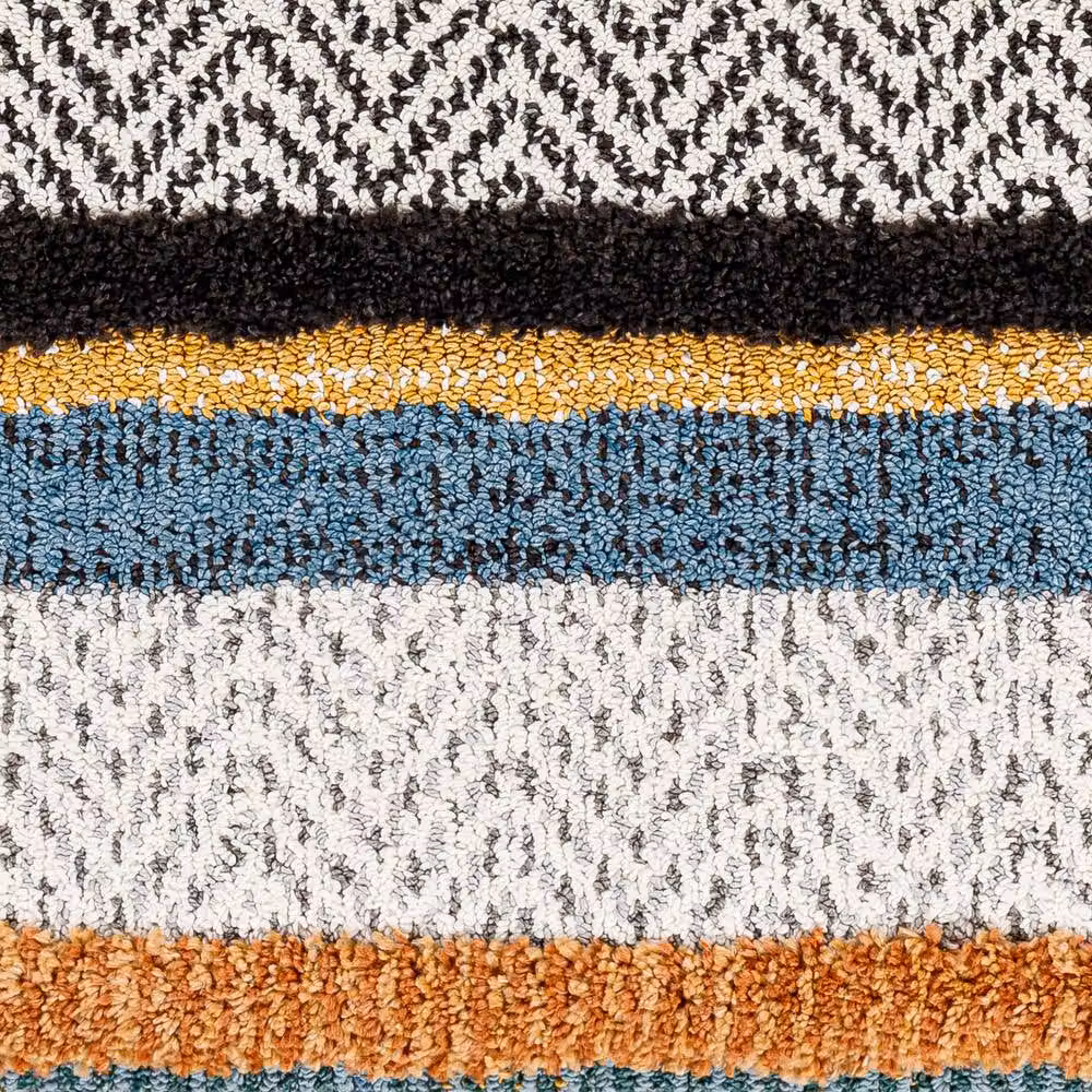Livabliss Lofty-Shaggy Vintage Boho Plush Soft Pile Fringe Rug in Multicolour White Black and Yellow, W: 160 cm, L: 215 cm – 7