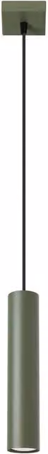 Sollux Lighting Lagos 1 Cylinder Pendant Lamp, Green, H 118.03 x W 8 x D 8 cm