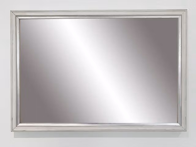 Benjamin Tate Design LTD Modern Rectangular White Wall Mirror with Silver Glass, 61 x 61 cm