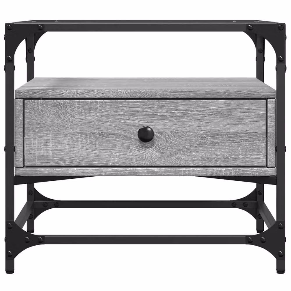 Berkfield Home Grey Sonoma Coffee Table with Glass Top and Steel Frame, W/D/H: 50 x 50 x 45 cm – 4