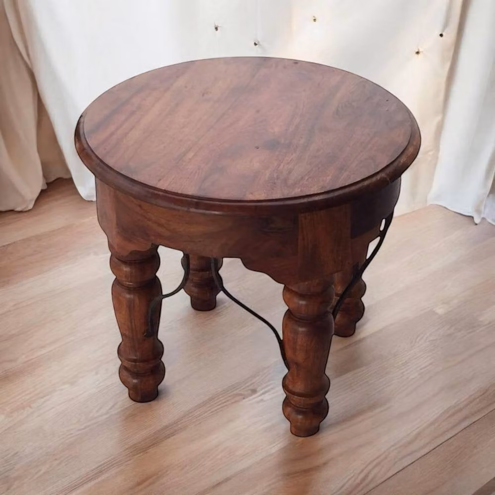 Minster Round Wood Coffee Table in Brown, W: 60 cm, D: 60 cm, H: 40 cm – 2