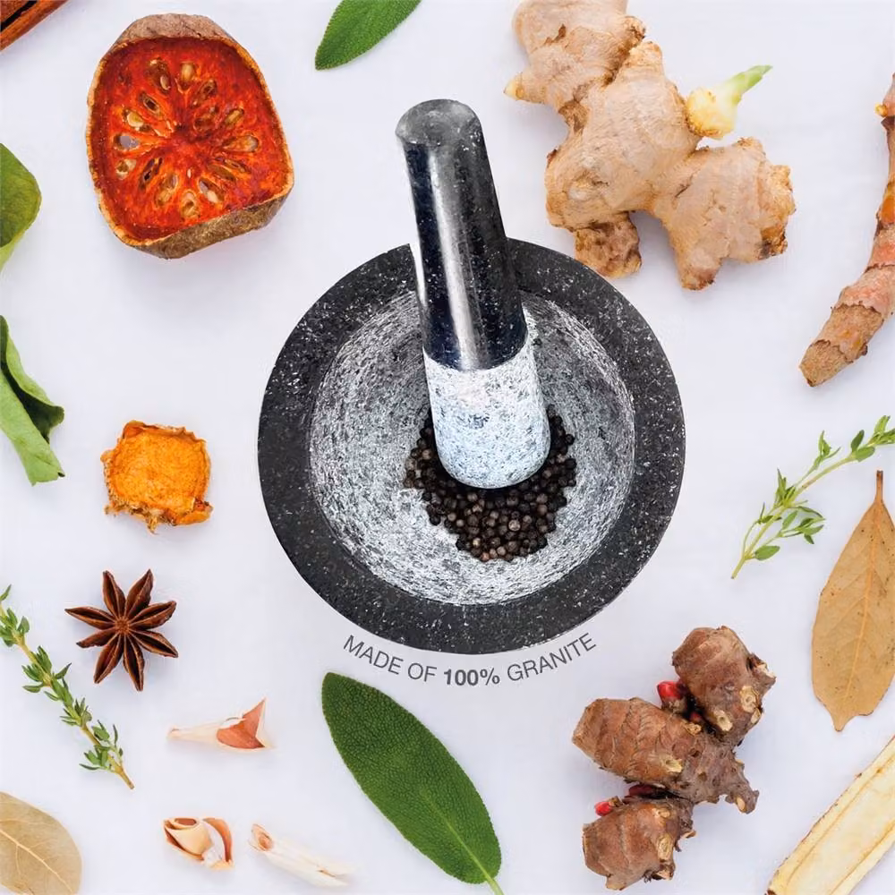 Havendro Large Solid Granite Pestle and Mortar Set in Grey – 3