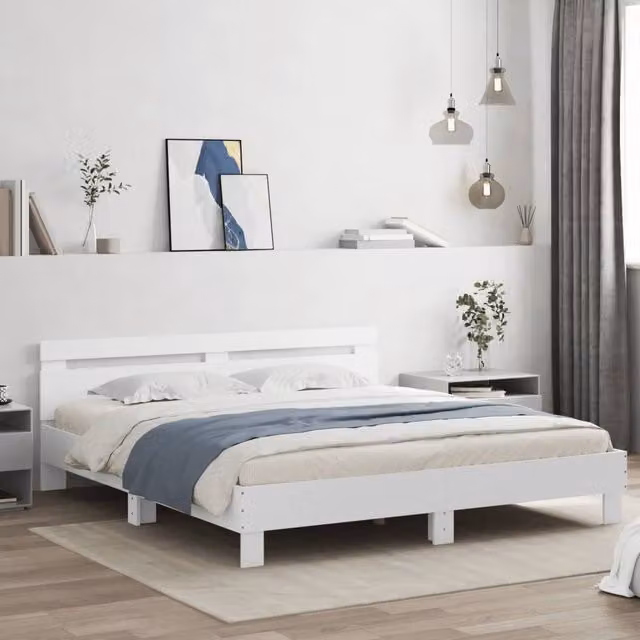 Berkfield Home Super King Bed Frame in White, W/D/H: 180 x 200 cm