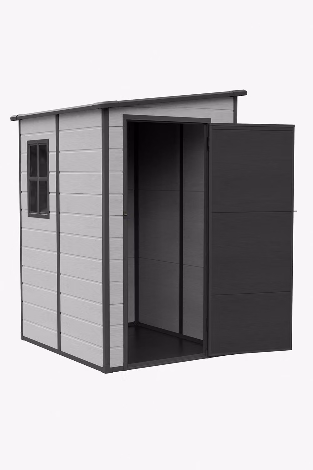 Living and Home Grey Plastic Pent Roof Garden Storage Shed, W: 152.4 cm, D: 121.5 cm, H: 194.0 cm – 4
