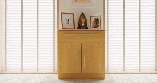 Ready Assembled 2 U Carlton Natural Wood Sideboard with 1 Drawer and 2 Doors – 1