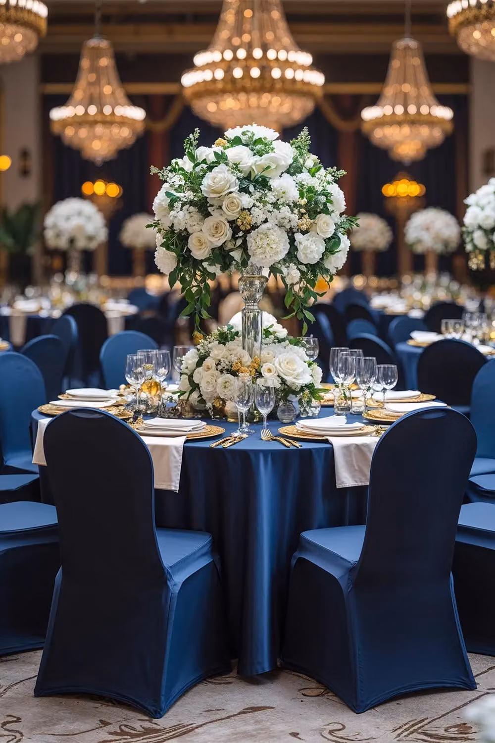 Neel Blue Stretch Dining Chair Cover in Navy Blue, Washable Spandex Polyester Slipcover – 6