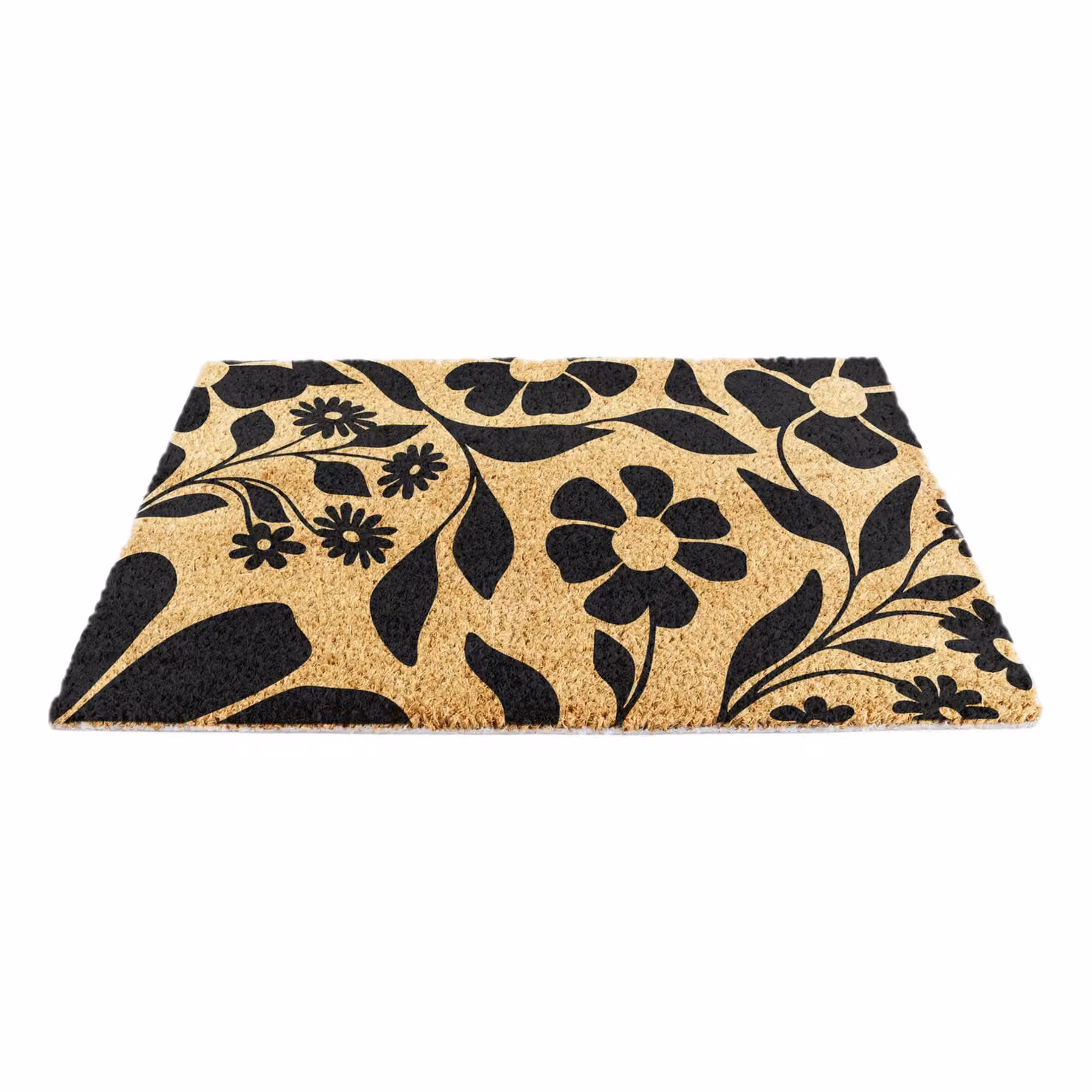 Artsy Mats Black Floral Pattern Coir Doormat, Brown, W: 90 cm, D: 60 cm – 6