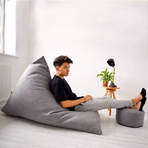 rucomfy Beanbags Barley Humbug Large Bean Bag Chair in Grey, W/D/H: 90 x 140 x 116 cm – 2