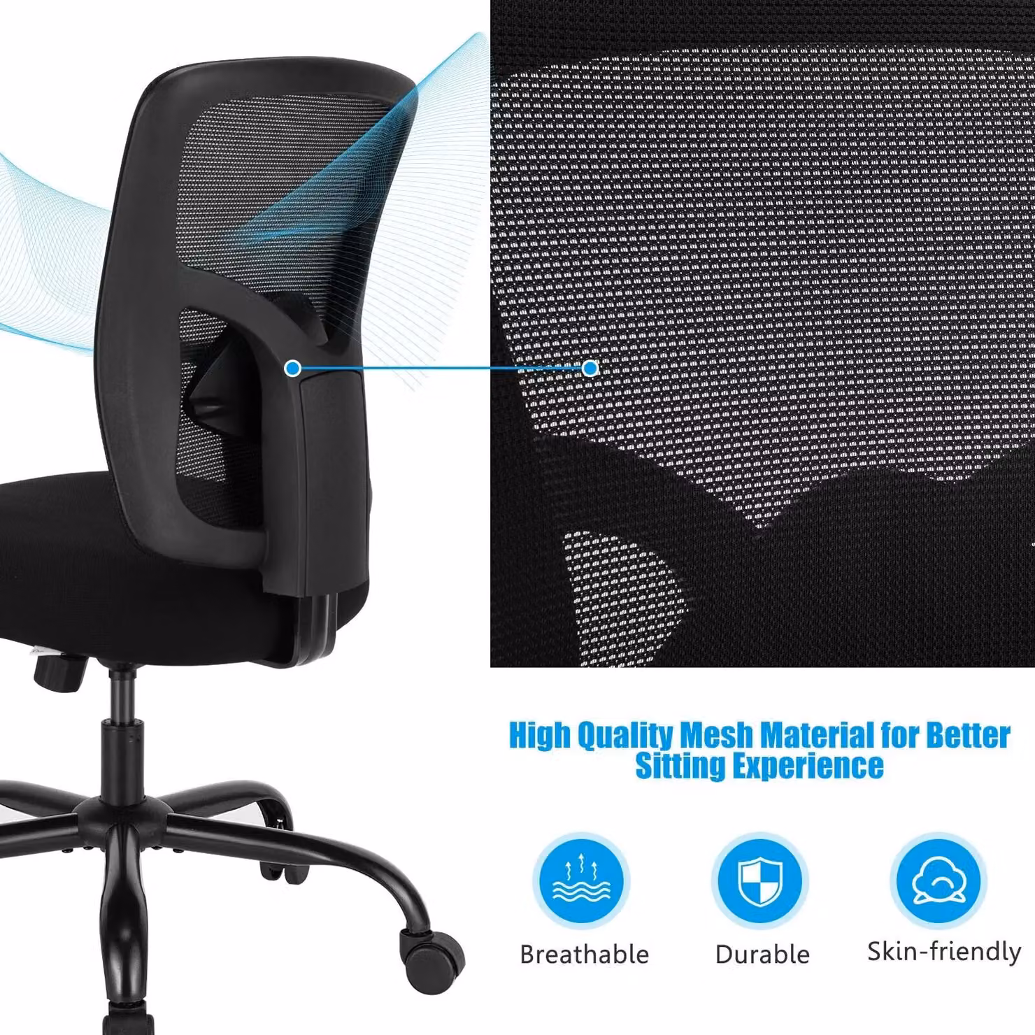 Costway Ergonomic Black Mesh Executive Office Chair with Adjustable Weight and Armrests – 5