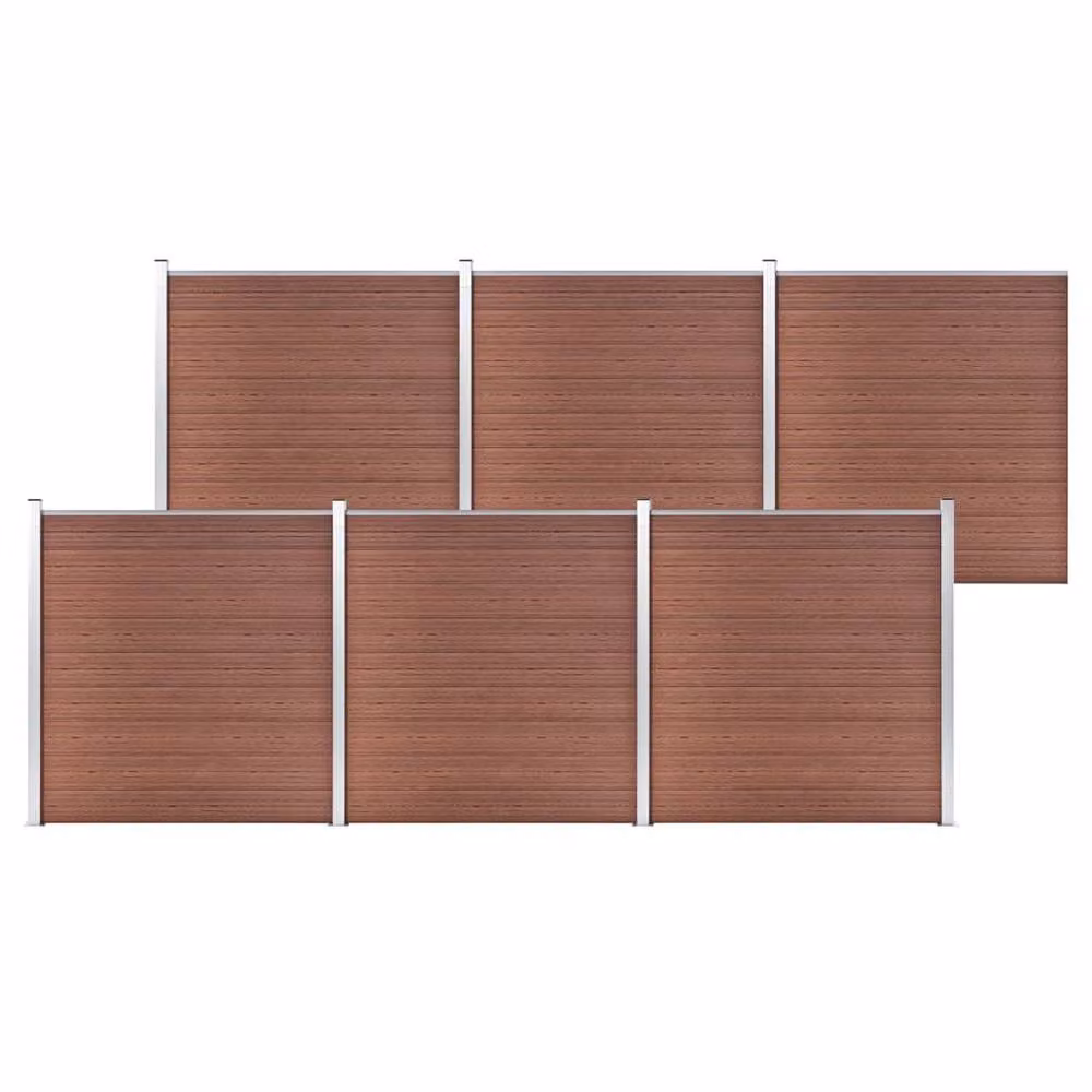Berkfield Home Durable WPC Garden Fence, Brown, W: 1045 cm, H: 186 cm – 2