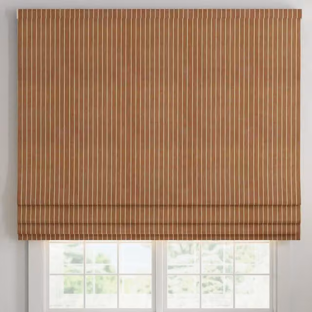 ANTE DECOR Burgess Printed Cotton Stripe Made To Measure Roman Blind in Sienna and Orange