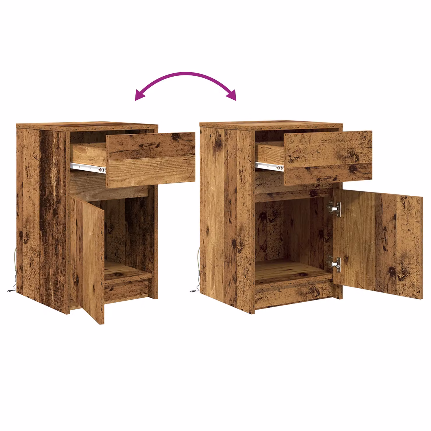 Berkfield Home Bedside Cabinet in Brown Old Wood, W/D/H: 38 x 34 x 61 cm – 4