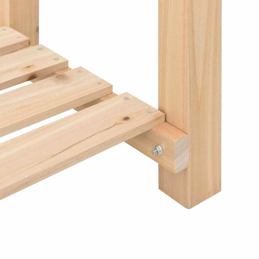 Berkfield Home Garden Planter with Shelf in Beige Solid Wood, W/D/H: 45 x 45 x 76.5 cm – 5