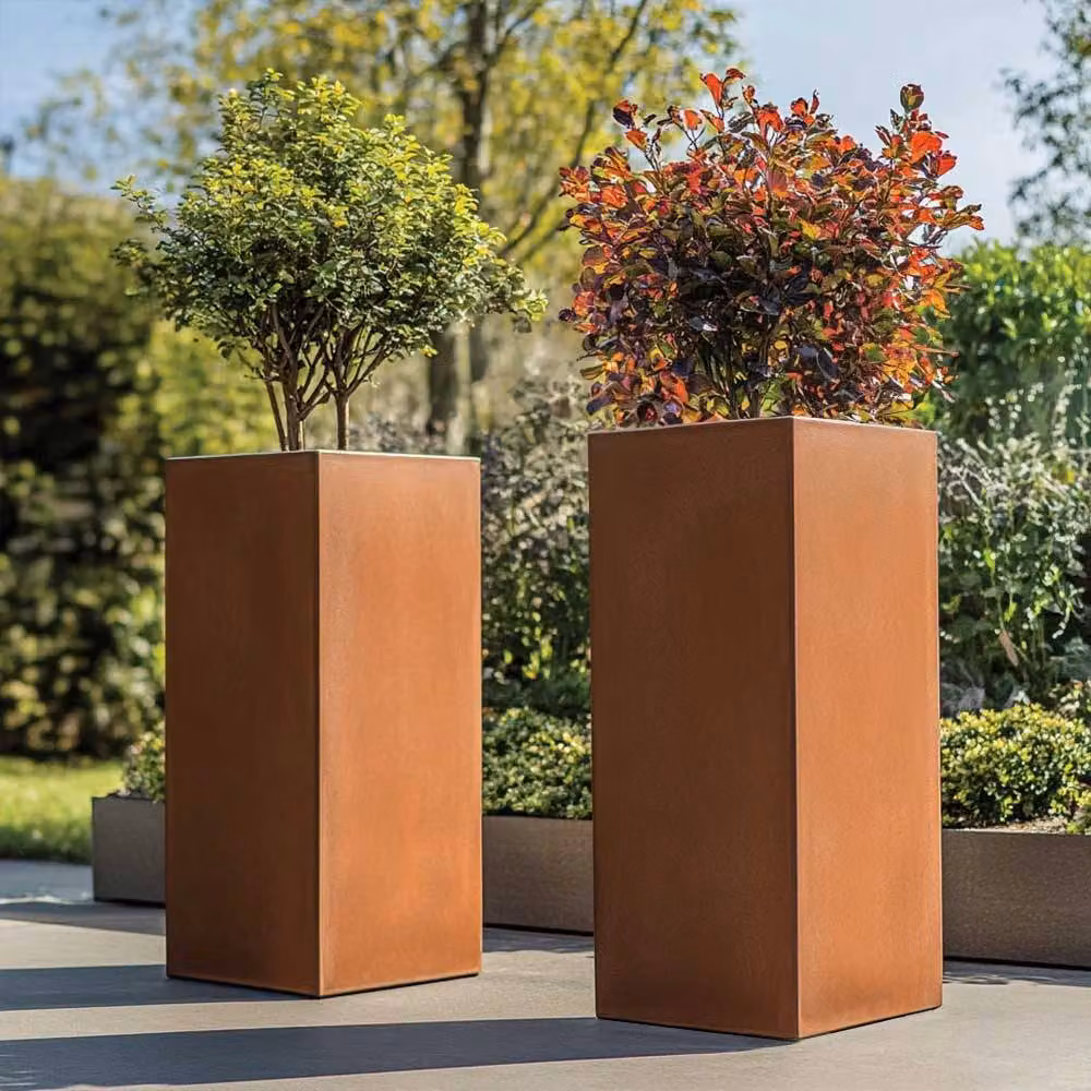 Access Garden Products Bronze Galvanised Steel Tall Square Planter Tub, Width: 100 cm, Height: 100 cm – 5