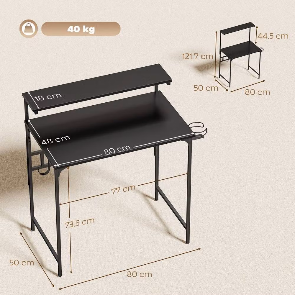 HOMCOM KORVIXA Black Modern Computer Desk for Home Office, W: 100 cm, H: 73.5 cm – 2